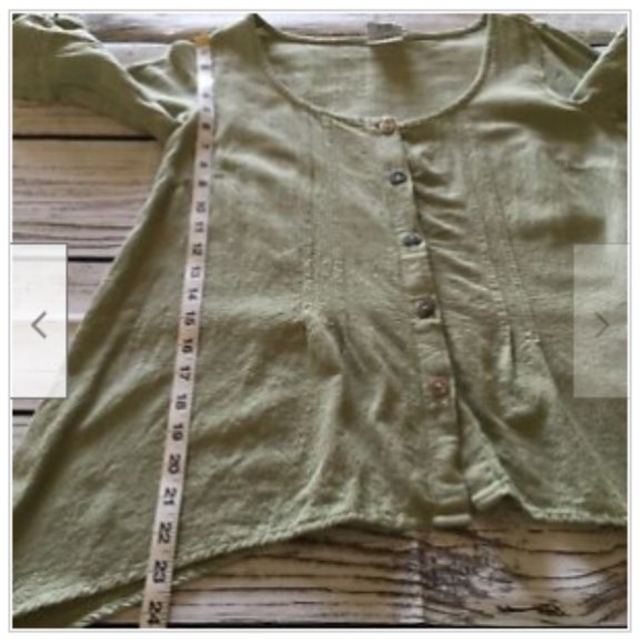 Click By Color Me Cotton Shirt Womens Button Up Shark Hem Crinkle - Picture 8 of 8